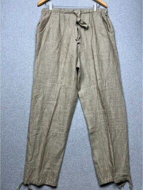Vintage Smith & Hawken Linen Drawstring Pants Women L Relax Lounge Minimalist